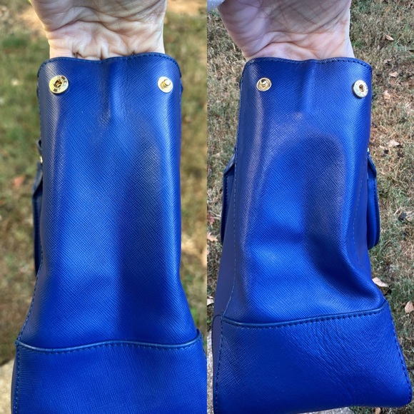 Tory Burch Satchel Robinson Double Zip Cobalt Blue w/ shoulder strap & mirror - Picture 9 of 14